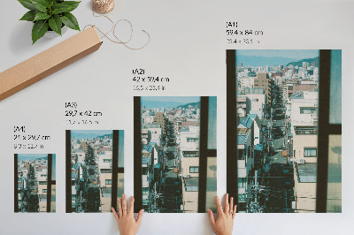 Poster decorativo Paisagem urbana moderna com montanhas