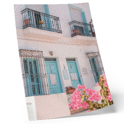 Arte de parede Tons de azul pastel, detalhes da varanda, flores