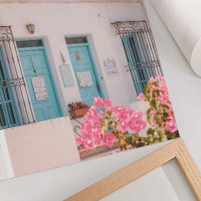Arte de parede Tons de azul pastel, detalhes da varanda, flores