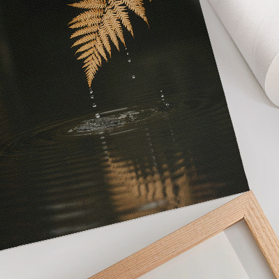 Arte de parede Samambaia sobre a água, gotas harmoniosas, reflexo