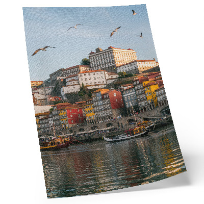 Impressão em tela Prédios de apartamentos coloridos, navios elegantes, gaivotas