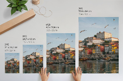 Impressão em tela Prédios de apartamentos coloridos, navios elegantes, gaivotas