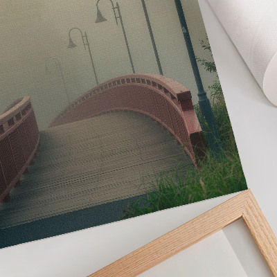 Poster decorativo Ponte de nevoeiro lanternas harmonia suavidade