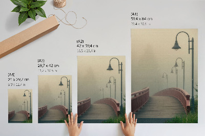 Poster decorativo Ponte de nevoeiro lanternas harmonia suavidade