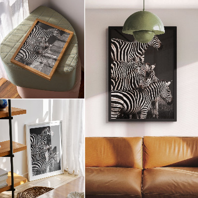 Poster para cozinha Zebra com linhas verticais contrastantes em preto e branco