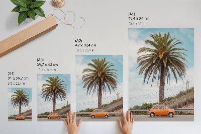 Poster decorativo Palmeira carro retrô natureza despreocupada