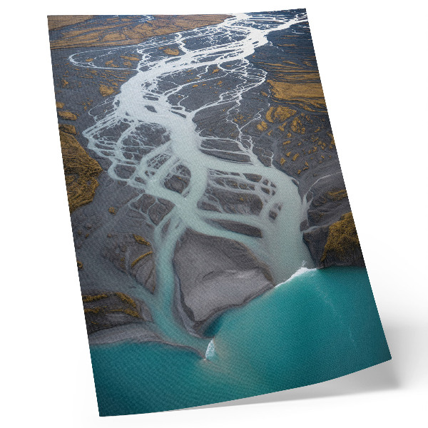 Arte de parede Linhas abstratas de rios em tons de azul.