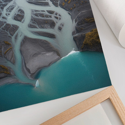 Arte de parede Linhas abstratas de rios em tons de azul.
