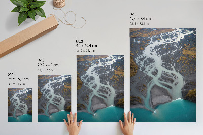 Arte de parede Linhas abstratas de rios em tons de azul.