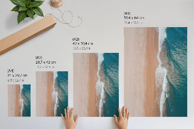Poster para cozinha Ondas do oceano encontrando a praia de forma minimalista