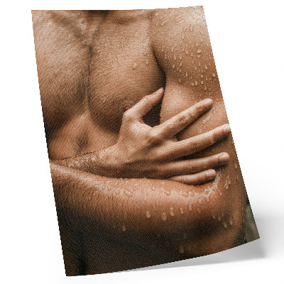 Impressão em tela Detalhes da pele, gotas de água, silhueta musculosa
