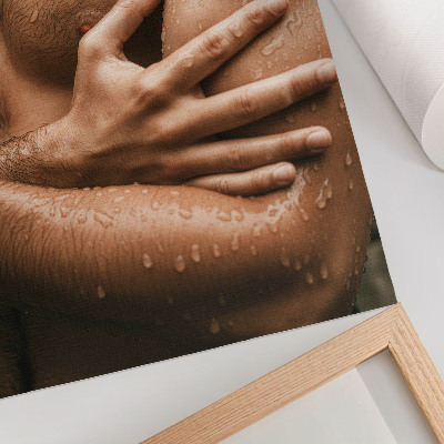 Impressão em tela Detalhes da pele, gotas de água, silhueta musculosa