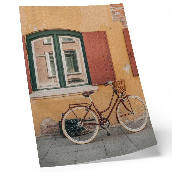 Poster decorativo Uma bicicleta tendo como pano de fundo uma fachada retrô colorida.