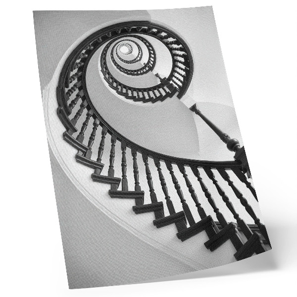 Impressão em tela Escada em espiral, elegância moderna em preto e branco