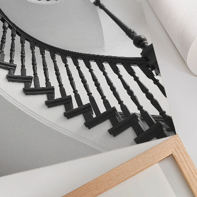 Impressão em tela Escada em espiral, elegância moderna em preto e branco