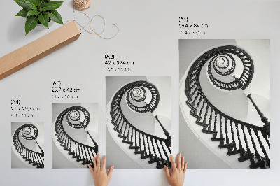 Impressão em tela Escada em espiral, elegância moderna em preto e branco