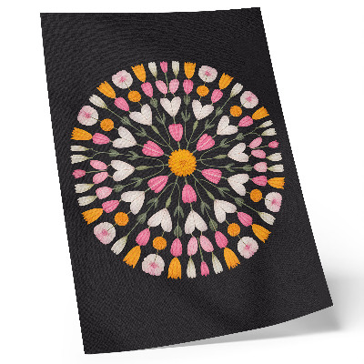 Poster para cozinha Mandala de flores em fundo escuro estilo abstrato