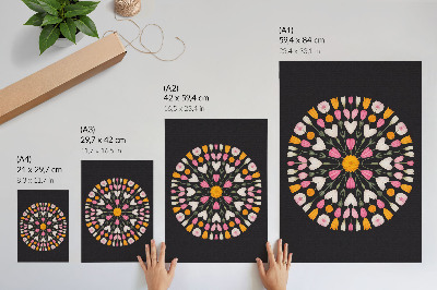 Poster para cozinha Mandala de flores em fundo escuro estilo abstrato