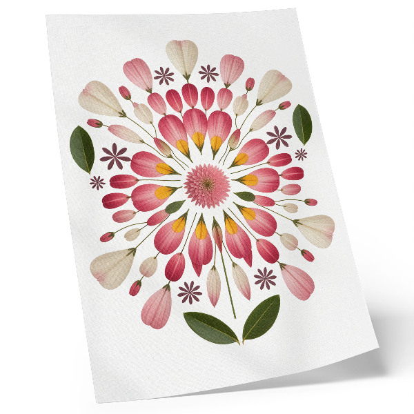 Poster decorativo Mandala floral simétrica rosa creme verde