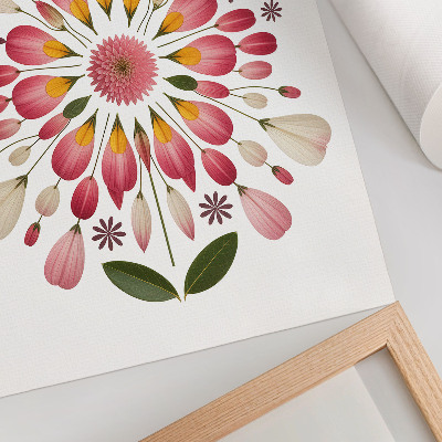 Poster decorativo Mandala floral simétrica rosa creme verde