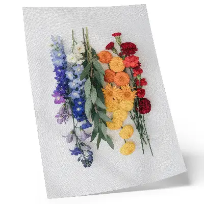 Impressão em tela flores em linha vertical com cores vibrantes em harmonia com a natureza