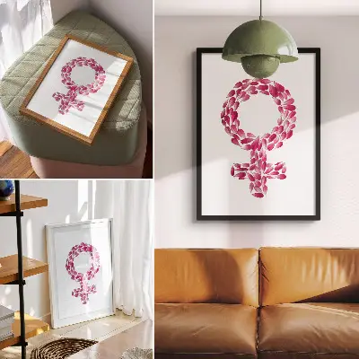 Arte de parede pétalas de flores com símbolo de leveza
