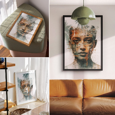 Arte de parede Retrato de uma mulher com motivos tropicais