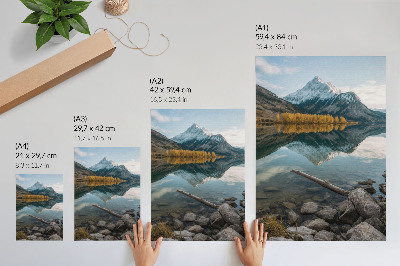 Arte de parede Montanhas, lago, árvores, reflexo, paz, natureza