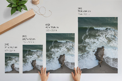 Poster decorativo Costa rochosa, ondas do oceano, água verde