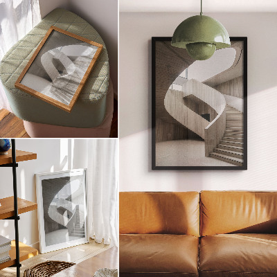 Arte de parede Escada em espiral moderna em um interior elegante.