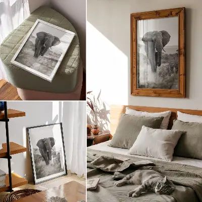 Poster para cozinha com um grande elefante em cenário natural