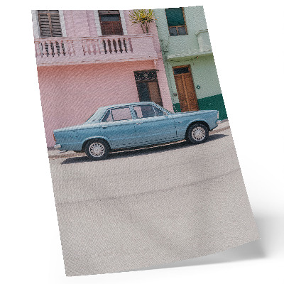 Impressão em tela Carro clássico, prédios em tons pastel, charme retrô