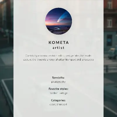 Impressão em tela carro clássico com prédios em tons pastel e charme retrô