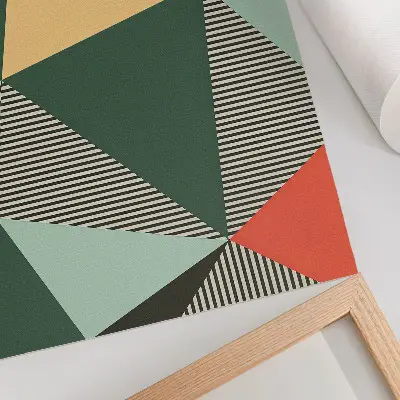 Poster para cozinha com estampa de triângulos e listras em tons fortes
