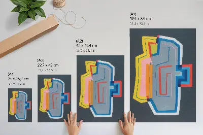 Impressão em tela formas abstratas com cores vibrantes e estilo moderno