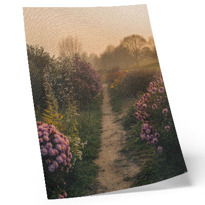 Poster para cozinha Caminho de jardim encantador, flores, neblina matinal
