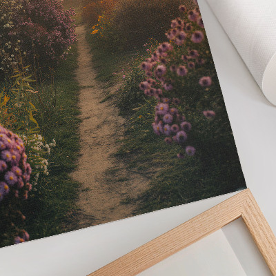 Poster para cozinha Caminho de jardim encantador, flores, neblina matinal