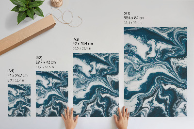 Poster decorativo Pontos abstratos azuis e brancos com linhas dinâmicas