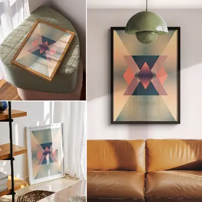 Arte de parede de formas geométricas em cores pastel com design elegante