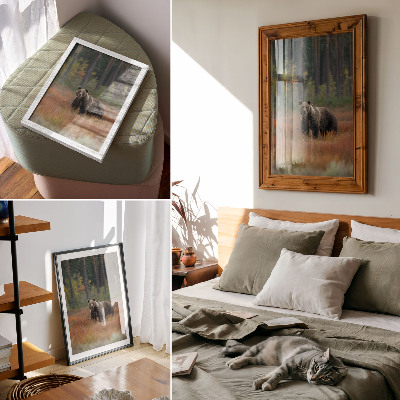 Poster decorativo Urso na floresta outonal: naturalidade e paz.