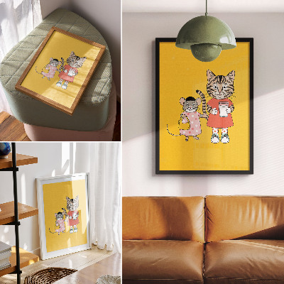 Poster decorativo Conjunto de colorir Gato e Rato e personagens de contos de fadas