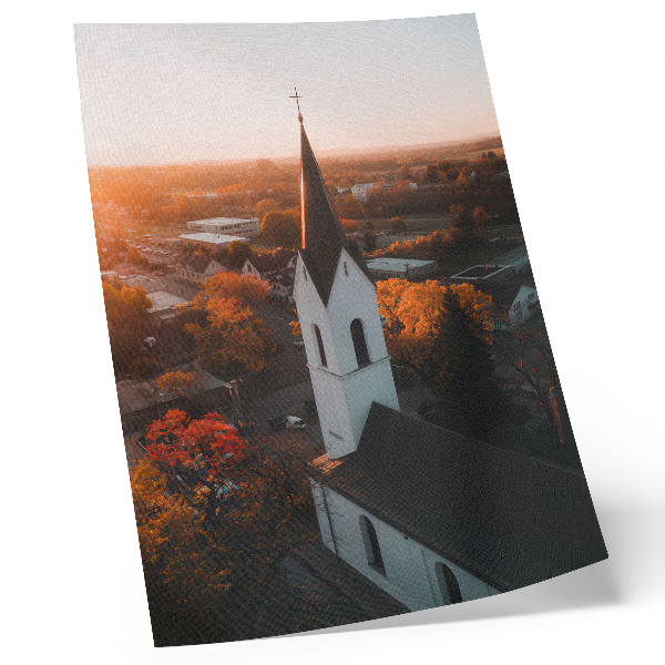 Poster decorativo harmonia do pôr do sol na cidade com clima outonal
