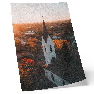 Poster decorativo harmonia do pôr do sol na cidade com clima outonal