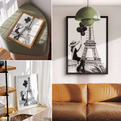 Arte de parede Mulher com torre de balões elegante