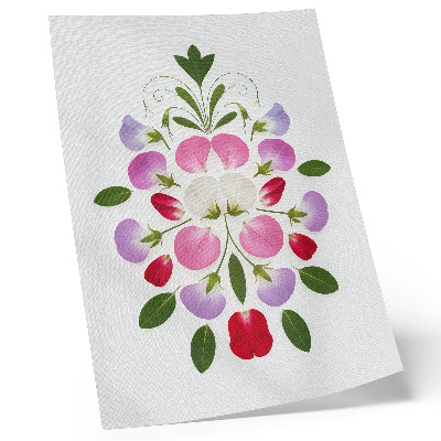 Poster decorativo Flores e folhas simétricas sobre um fundo claro.