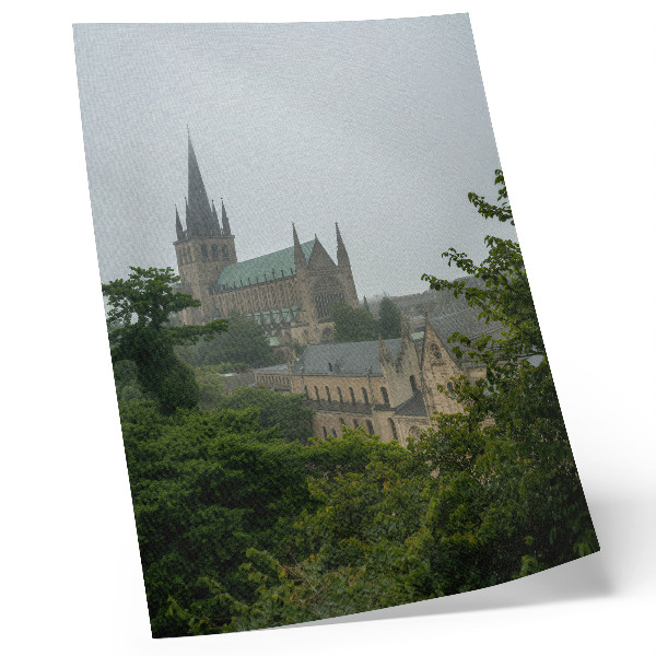 Poster decorativo Uma catedral gótica em meio às árvores verdes.