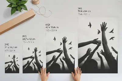 Poster para cozinha estilo minimalista com mãos para cima