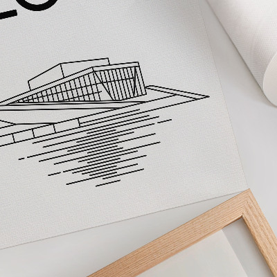 Impressão em tela Texto sobre arquitetura moderna com contraste em preto e branco