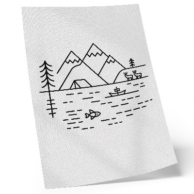 Arte de parede Linhas minimalistas, montanhas, lago, animais