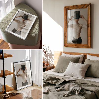 Poster decorativo Elegância retrô, cartola, sutileza, minimalismo